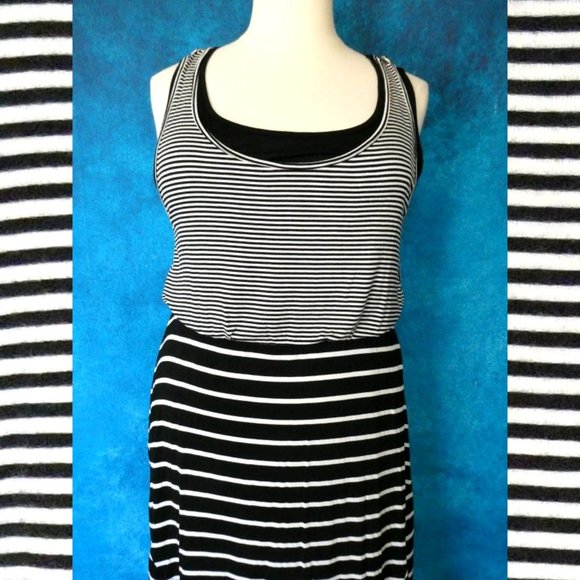 Style & Co. Black White Striped Tank Dress 2X - Picture 3 of 9